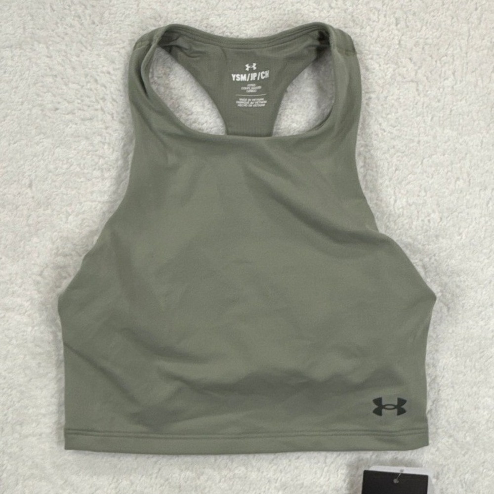 Under Armour Girls Small Size 8 Sage Green Motion Crop Tank Top NWT